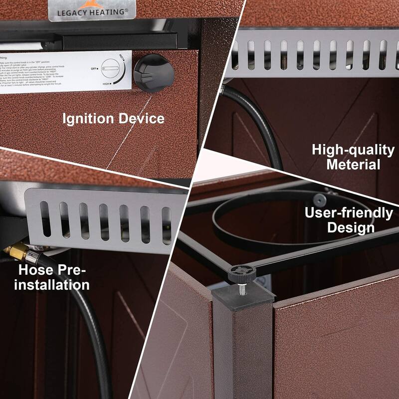 28" 50000 BTU Outdoor Propane Gas Fire Pits Table with Lid & Lava Rock